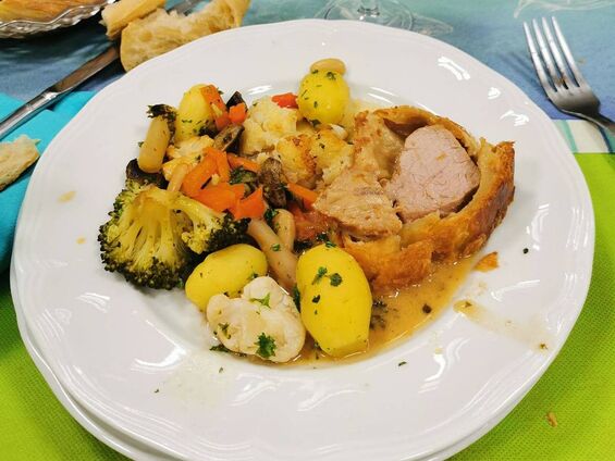 Veau en croûte accompagné de ses légumes