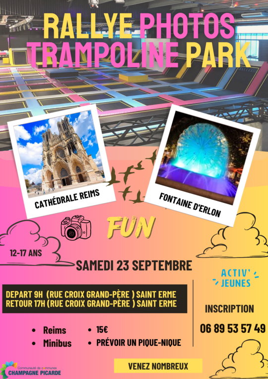 Journée à Reims avec Activ'Jeunes - Rallye Photos et Trampoline Park - Samedi 23 septembre 2023
